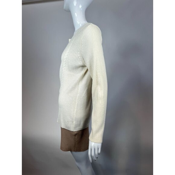 Womens Verve Ami Ivory Cable Knit Sweater Ribbed Acrylic Blend Long Sleeves XL - Picture 11 of 16